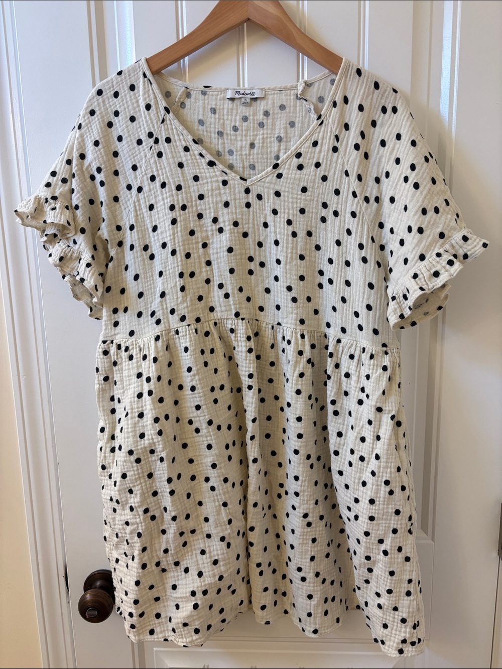 Madewell Cream Dress with Black Polka Dots